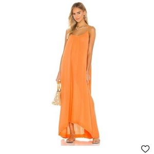 9 SEED TULUM LOW BACK MAXI DRESS IN ORANGE.